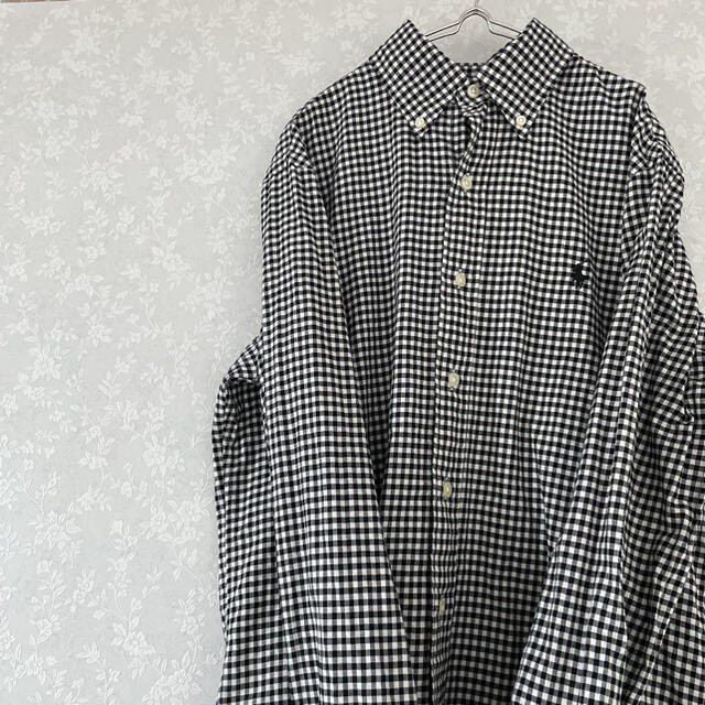 Ralph Lauren(ラルフローレン)のラルフローレン　ギンガムチェックシャツ　ブラック×ホワイト　ワンポイント メンズのトップス(シャツ)の商品写真