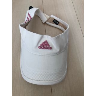 アディダス(adidas)の(ミー様専用)サンバイザー　アディダス　白ピンクロゴ(その他)