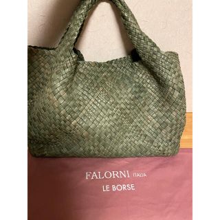 ファロルニ(FALORNI)のFALORNI  ファロルニ　イントレチャートレザートートバッグ グリーン(トートバッグ)