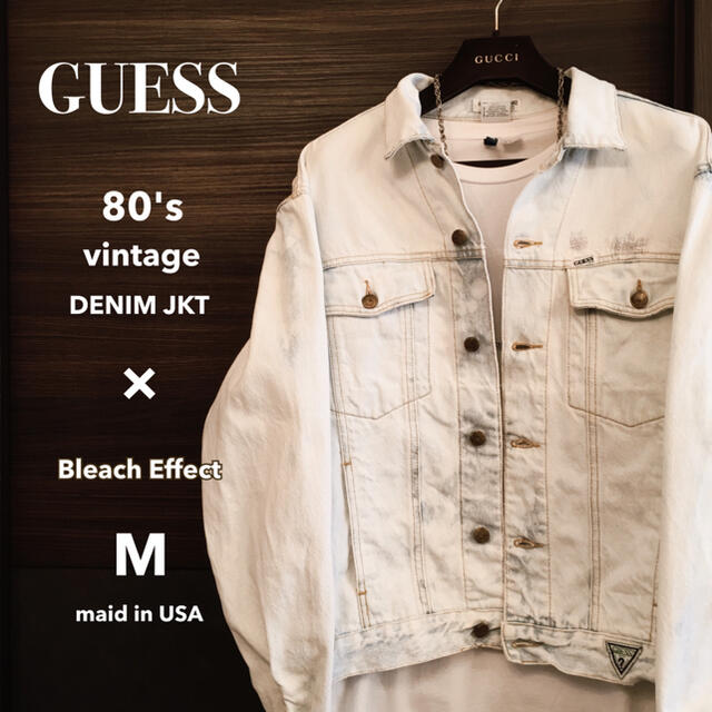 【激レア1点物】guess ゲス ホワイトブリーチデニムJKT【80's】 | フリマアプリ ラクマ