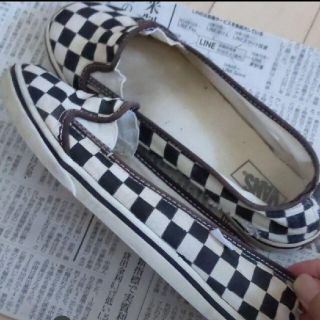 ヴァンズ(VANS)の愛ちゃんサマ専用★VANS　ブロックチェック　スリッポン　スニーカー　US5.5(スニーカー)