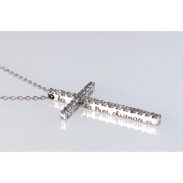 キラキラshop 天然ダイヤ ネックレス k18WG クロス 大人気 ホワイト