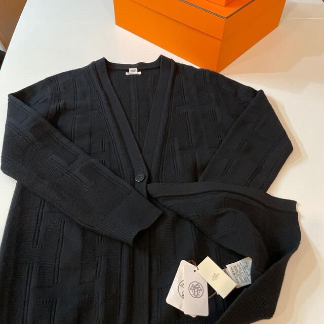 国内正規品】 エルメス - Hermes タグ付き ロングカーディガン H柄編み