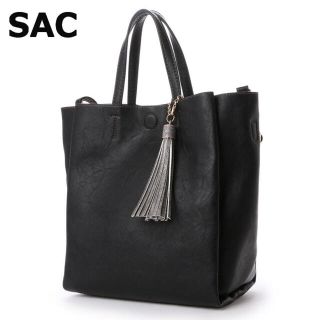 サック(SAC)のSACサックパスカルタッセル付き2WAY手提げショルダートートバッグブラック黒(トートバッグ)