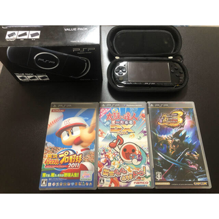 【動作良好・値下げ中】SONY PSP3000 バリューパック ＆ ソフト3本(携帯用ゲーム機本体)