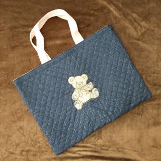 sale！！レッスンバッグ★刺繍くま☆名入れ可能(バッグ/レッスンバッグ)