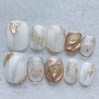 98:White×gold  nail tip