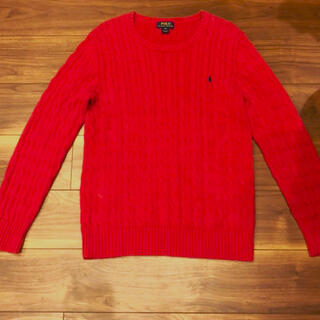 ポロ　ラルフローレン 赤　ニット セーター　メンズ XL