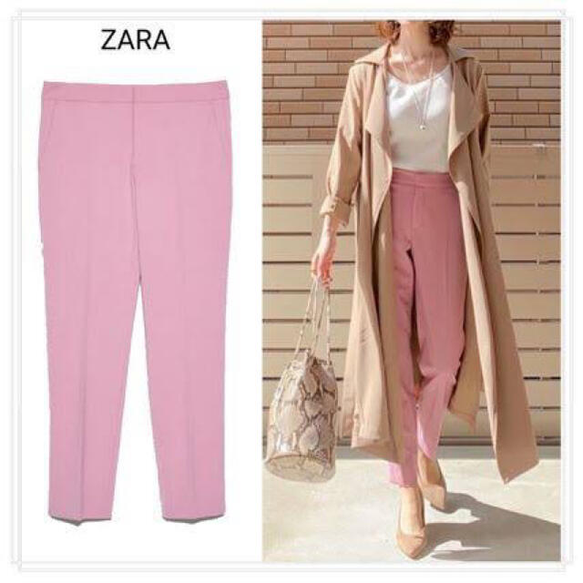 ZARA(ザラ)の最終値下げ！早い者勝ち 訳あり ZARA 美品 テーパードパンツ ピンク レディースのパンツ(クロップドパンツ)の商品写真