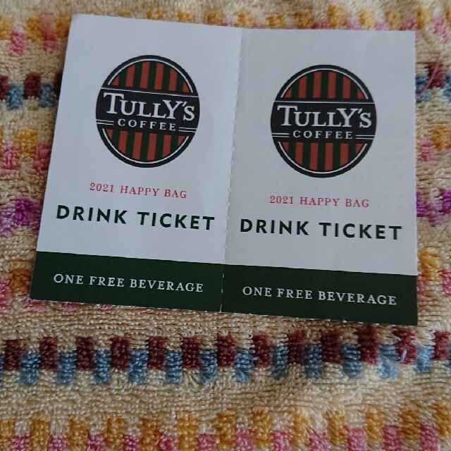 TULLY'S COFFEE(タリーズコーヒー)のタリーズコーヒーチケット2枚 チケットの優待券/割引券(フード/ドリンク券)の商品写真