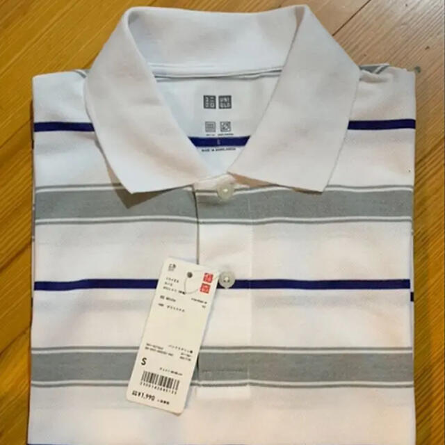 UNIQLO(ユニクロ)の新品 メンズ ユニクロ ドライEXカノコポロシャツ 半袖 グレー&ホワイト S メンズのトップス(ポロシャツ)の商品写真