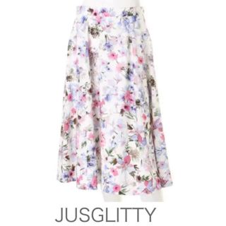 ジャスグリッティー(JUSGLITTY)の美品◆ジャスグリッティー JUSGLITTY サマーボタニカルスカート(ひざ丈スカート)