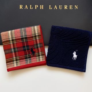 ラルフローレン(Ralph Lauren)の新品♡ラルフローレン タオルハンカチ ２枚セット♡チェック＆ネイビー♡ギフト用(ハンカチ)