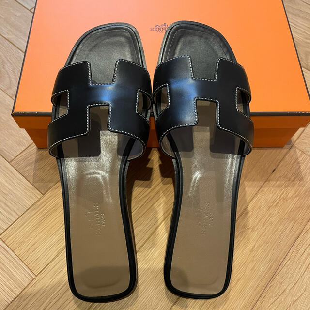 残りわずか】 Hermes エルメス オラン サンダル38ハーフ - サンダル