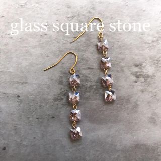 glass square stone(ピアス)