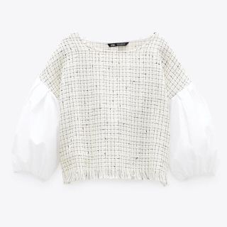 ザラ(ZARA)の【ZARA】コントラストテクスチャー素材トップス(シャツ/ブラウス(長袖/七分))