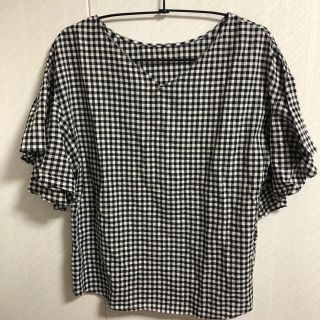 ジーユー(GU)のTシャツギンガムチェックSサイズ(シャツ/ブラウス(半袖/袖なし))