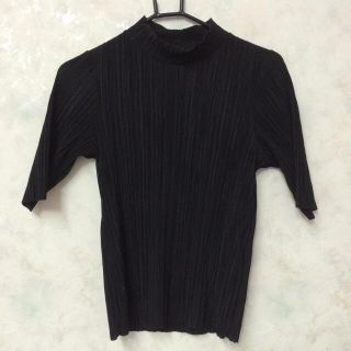 ザラ(ZARA)の【ZARA】リブトップス半袖＊ブラック(カットソー(半袖/袖なし))