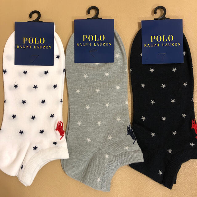 POLO RALPH LAUREN(ポロラルフローレン)の新品　レディース  ポロラルフローレン　超人気柄綿ソックス3足組セット レディースのレッグウェア(ソックス)の商品写真