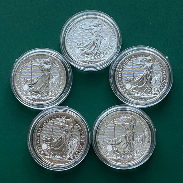 イギリス ブリタニア銀貨(2021年)5枚セット -1オンス銀貨- - その他