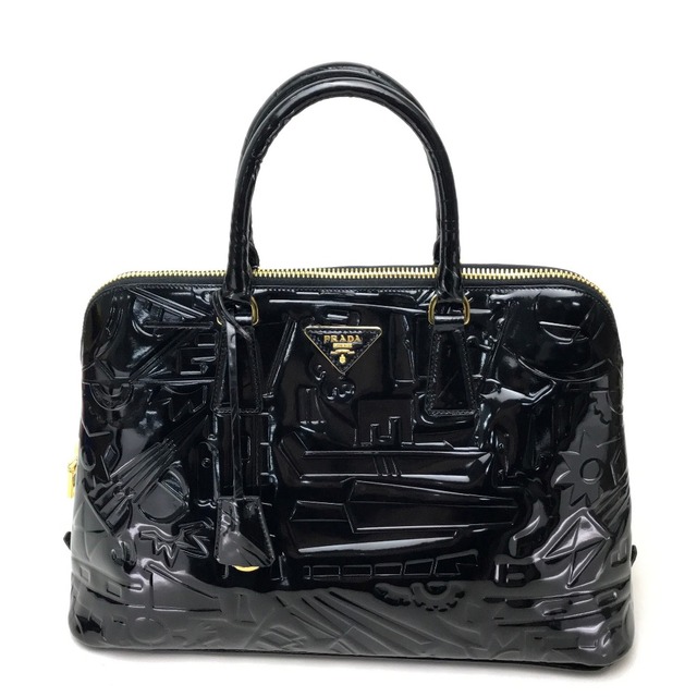 熱販売 - PRADA プラダ 美品 ブラック パテントレザー ハンドバッグ