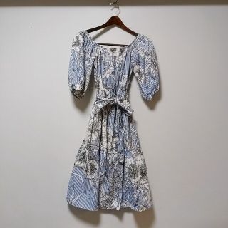 ザラ(ZARA)のZARA　花柄　シャツワンピース　オフショル　韓国(ひざ丈ワンピース)