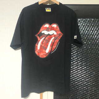 アベイシングエイプ(A BATHING APE)のThe Rolling Stones 50周年記念サル迷彩柄ベロロゴTシャツ(Tシャツ/カットソー(半袖/袖なし))