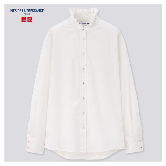 UNIQLO(ユニクロ)のUNIQLO コットンフリルシャツ（長袖） レディースのトップス(シャツ/ブラウス(長袖/七分))の商品写真