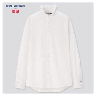 ユニクロ(UNIQLO)のUNIQLO コットンフリルシャツ（長袖）(シャツ/ブラウス(長袖/七分))