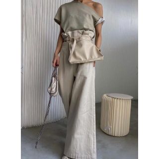 アメリヴィンテージ ベルトバッグ付きハイウエストパンツ ホワイト