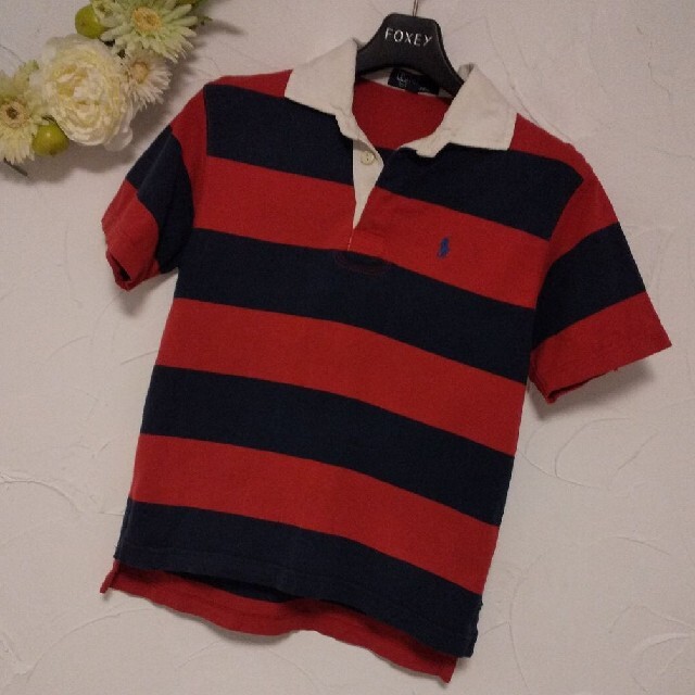 【おしゃれ】 Lauren Ralph - 130 半袖  紺赤 ラガーシャツ ラルフローレン チーキー様ご確認用 Tシャツ+カットソー