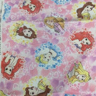 ディズニー(Disney)のプリンセス 生地 サークル　ピンク  ハート ハンドメイド  55×25(生地/糸)