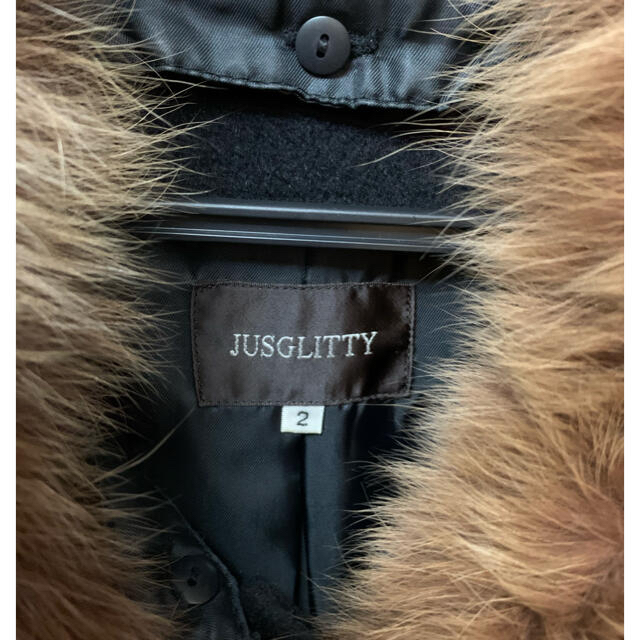 JUSGLITTY - ジャスグリッテイー♡ファー付きノーカラーショートコート