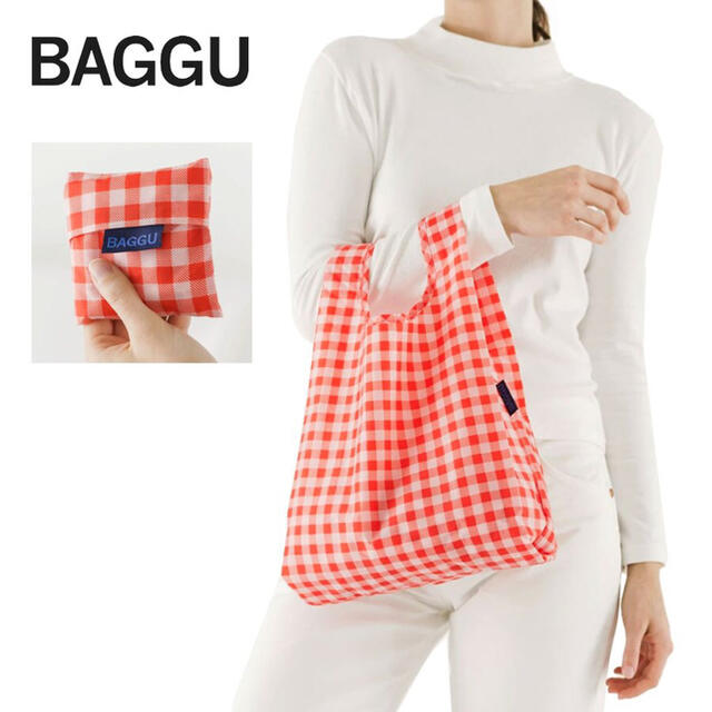 【BAGGU】レッド ギンガム Red Gingham ベビー  Baby レディースのバッグ(エコバッグ)の商品写真