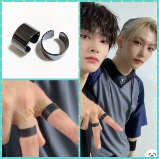 💙ブラックリング 指輪 黒💙straykids ピリ JO1 川尻蓮 スカイ(リング(指輪))