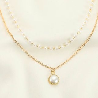 【プレゼント付き！】再入荷！　華やかな2連　パールネックレス　キレイ　フォーマル(ネックレス)