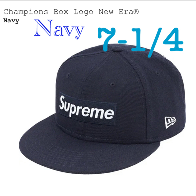 7-14都内店舗で購入付属品Supreme champions box logo new era ネイビー