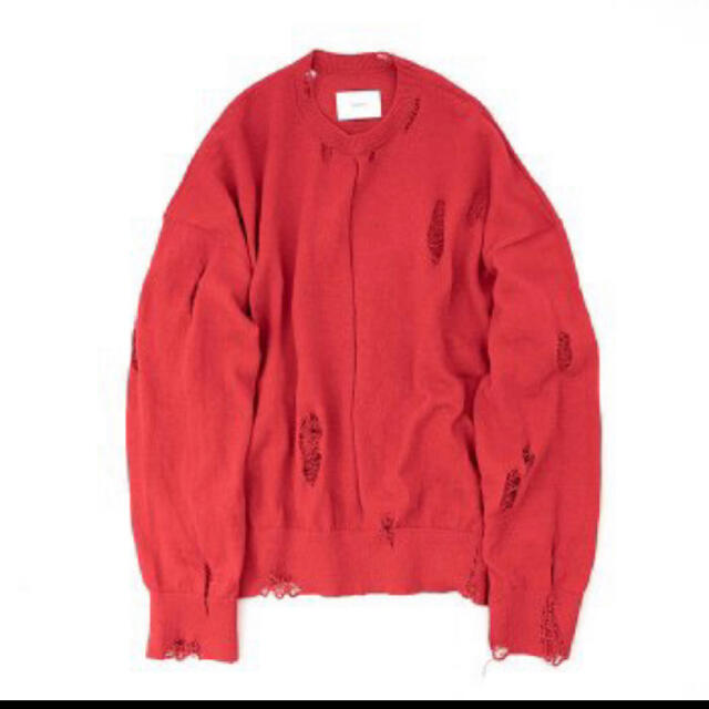 stein 21ss oversized damaged knit red