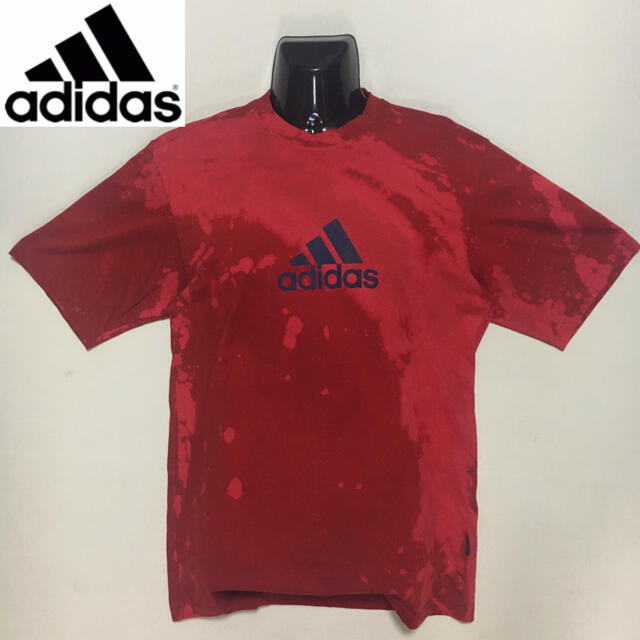 adidas(アディダス)のアディダス◆デカロゴ Tシャツ ダメージ加工 バーガンディー Mサイズ メンズのトップス(Tシャツ/カットソー(半袖/袖なし))の商品写真