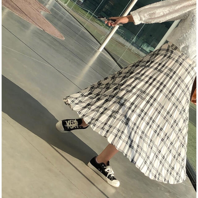 mellowneon  チェックプリーツスカートブラック レディースのスカート(ロングスカート)の商品写真