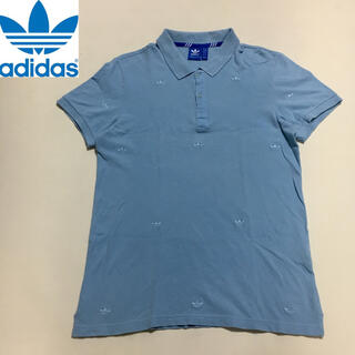 アディダス(adidas)のアディダスオリジナルス ロゴ ポロシャツ ブルー  Lサイズ(Tシャツ/カットソー(半袖/袖なし))