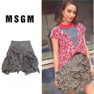 エムエスジイエム(MSGM)のMSGM 希少 ギンガムチェック　フリルスカートとトップス(ひざ丈スカート)