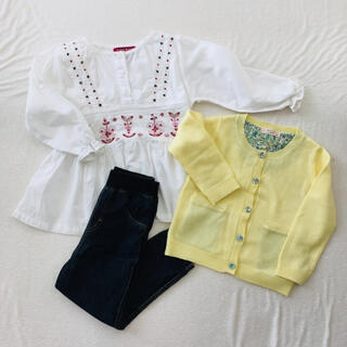 女の子春服　カーディガン&白シャツ&デニム　まとめ売り　90cm(カーディガン)