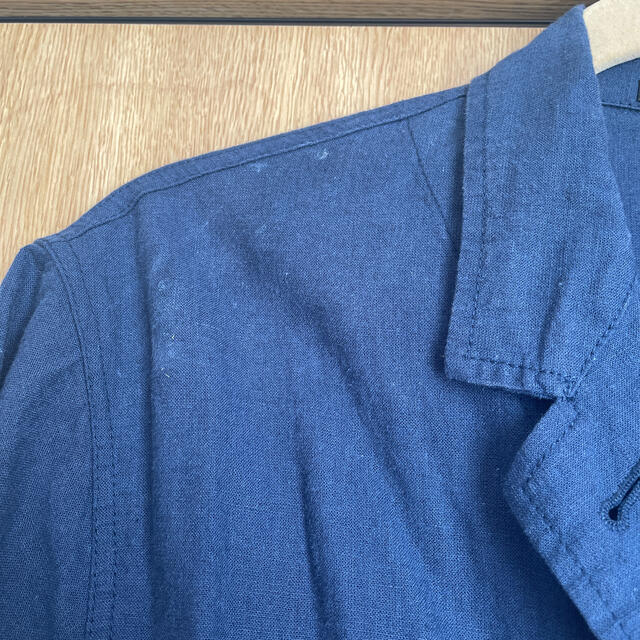 UNIQLO(ユニクロ)のユニクロ　コットンリネン　ロングシャツアウター　ネイビー　M レディースのジャケット/アウター(ロングコート)の商品写真