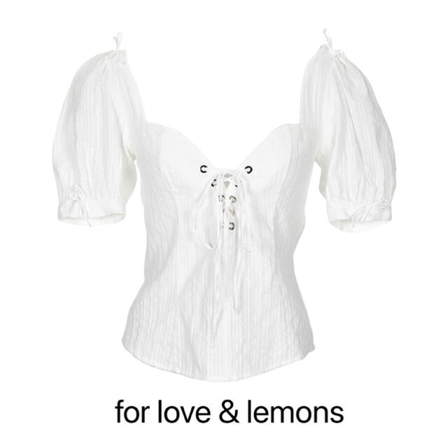 【新品】for love & lemons トップス　白　レース　半袖　ホワイト