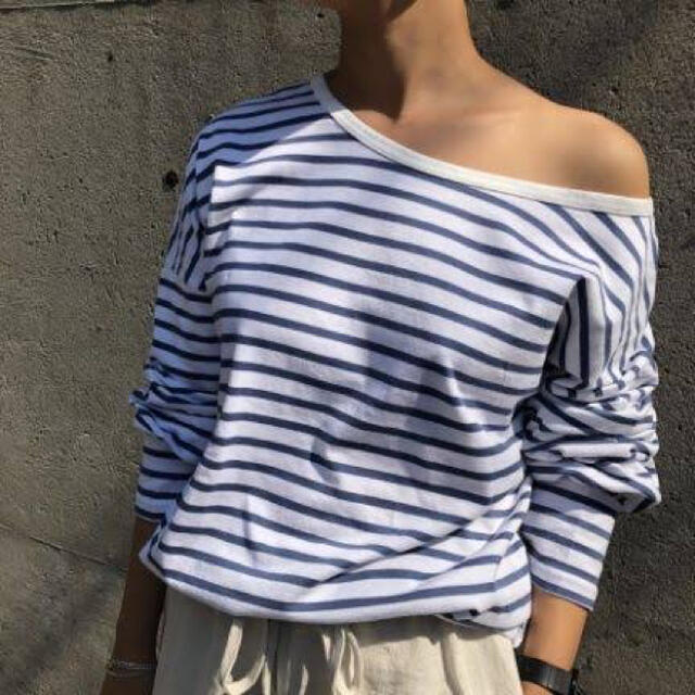 TODAYFUL(トゥデイフル)のOneshoulder Border Tee  ブルー メンズのトップス(Tシャツ/カットソー(七分/長袖))の商品写真