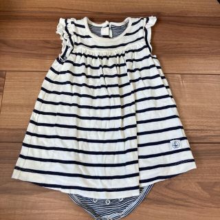 プチバトー(PETIT BATEAU)のロンパース付きワンピース(ワンピース)