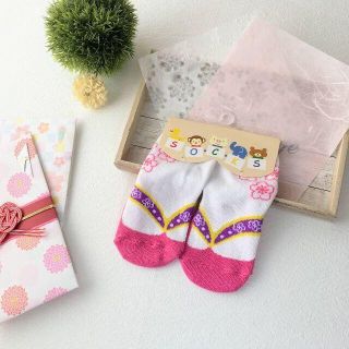 足袋風草履風靴下　ピンク　12～15cm（1～3歳位）(靴下/タイツ)
