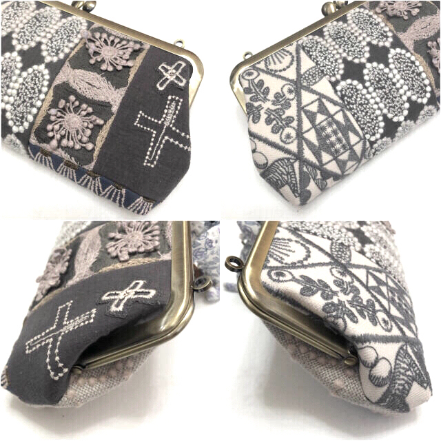 ミナペルホネン ハンドメイド がま口 スマホポシェット レア刺繍 ミナペルホネン ハンドメイド がま口 スマホポシェット レア刺繍