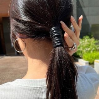 レザー ワイヤー コード ヘアアクセサリー ブラック(ヘアアクセサリー)